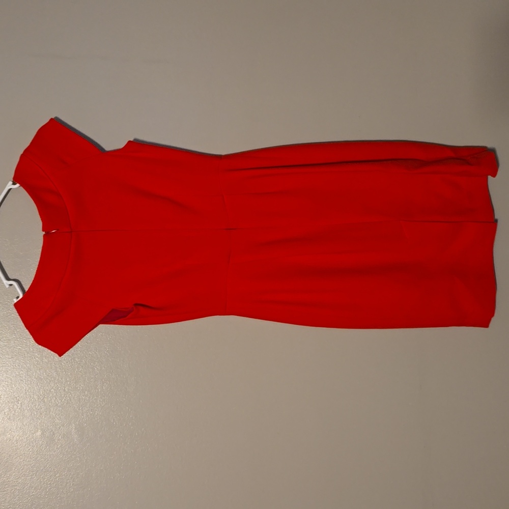 Kate Spade Red Short Sleeve Pleated Neckline Sheath Lined Dress Size 0 - Picture 5 of 5